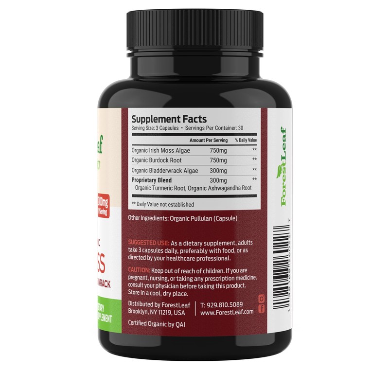 ForestLeaf Organic Irish Sea Moss Capsules | 2100mg Raw Seamoss