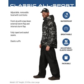 FROGG TOGGS Men's Standard Classic All-Sport Waterproof Breathable Rain Suit, Mo Elements/Blacktip/Black, Medium
