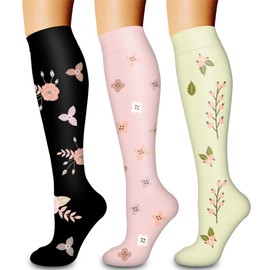 Calcetines de compresión para mujeres y hombres (3 pares), el mejor apoyo para enfermeras, correr, senderismo, recuperación y vuelo
