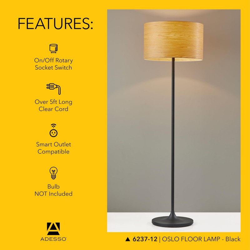 Adesso Floor Lamp with Scratch Proof and Corrosion Resistant Body