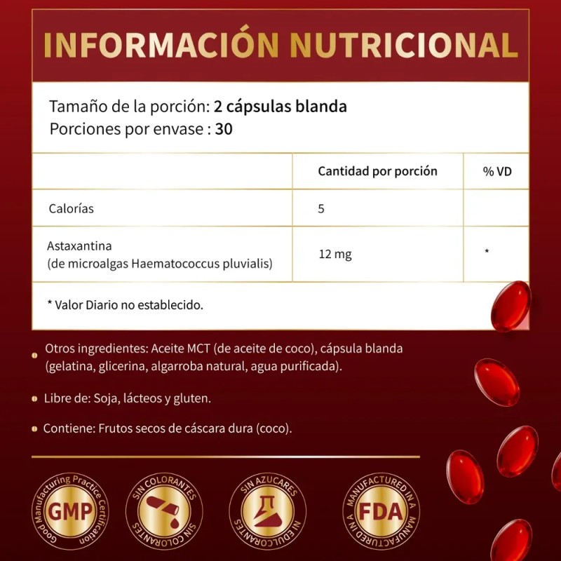Suplemento De Astaxantina Y Krill Oil 2000 Mg 200 Cápsulas
