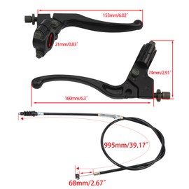 PowerMotor 22mm 7/8" Universal Handlebar Left Right Clutch Brake Lever and Cable Replacement for Taotao SSR Apollo Roketa Coolster Baja 50cc 70cc 90cc 110cc 125cc 150cc Pit Dirt Bike Motorcycle Parts