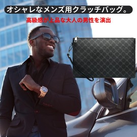 ORIJIRI Clutch Bag, Second Bag, Men's, Weddings, Smaller, Formal, Compact Clutch, PU Leather, Simple, Black