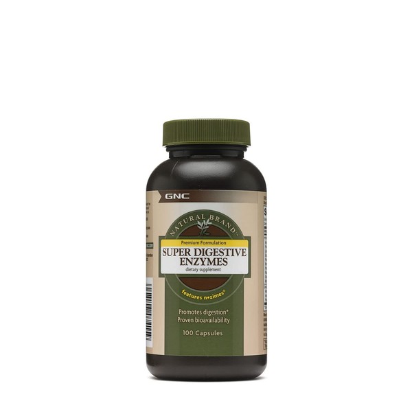 GNC Natural Brand Super Digestive Enzymes | Promotes Protein, Carbohydrate and Fat Digestion | 100 Capsules