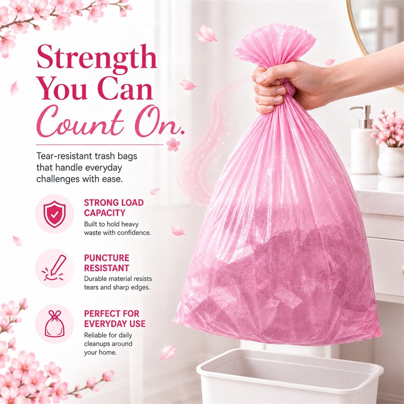 13 Gallon Trash Bags, Cherry Blossom Scented Small Garbage Bags,