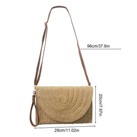 SKHAOVS Women Hand Woven Clutch Bag Clutch Handbag Crossbody Bag Small Shoulder Bag Simple Small Bag Holiday Crossbody Handbag Purse Women Cross Body Bag for Vacation Party (Light Brown)
