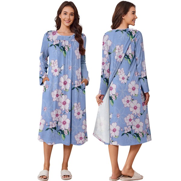 Deyeek Open Back Nightgowns for Bedridden Women Post Surgery Pajamas