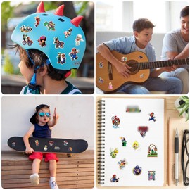 Super Stickers Bros for Kids, 50Pcs Cute Stickers for Boys, Stickers for Children Party Bags Filler, Waterproof Vinyl Kawaii Stickers for Laptop, Skateboard, Scrapbooking, Bedrooms