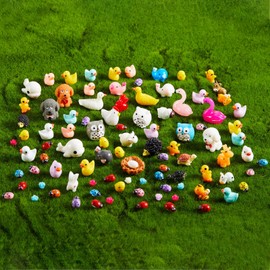 Skylety 100 Pcs Mini Resin Animals Figures Tiny Resin Animal Miniature Small Miniature Duck Figurine for Fairy Garden DIY Micro Landscape Aquarium Ornaments Dollhouse Craft Accessories