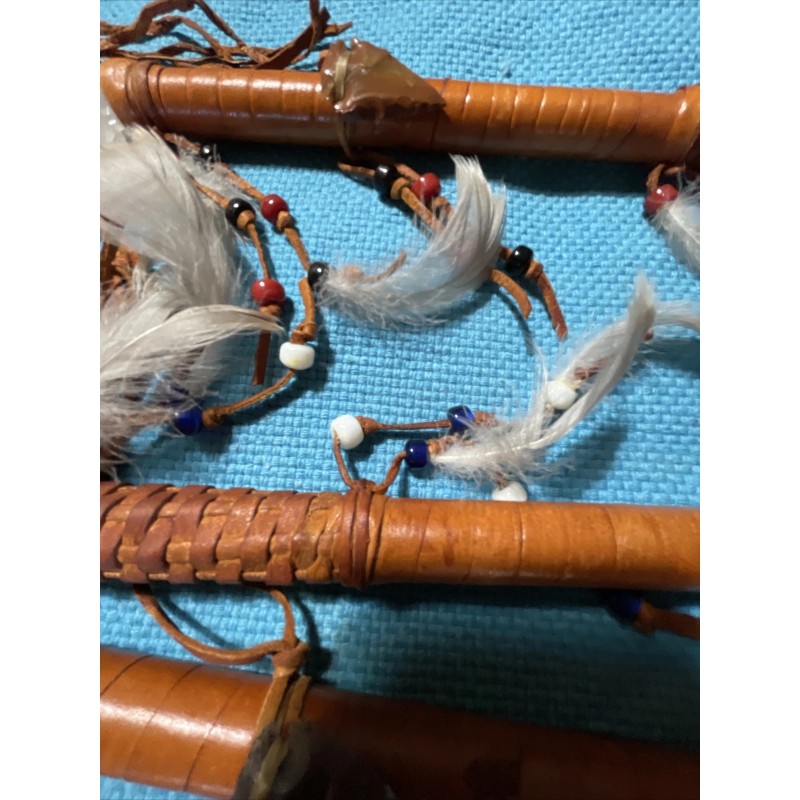 1 ONE Navajo talking stick 14" w/dangle beads & Stone