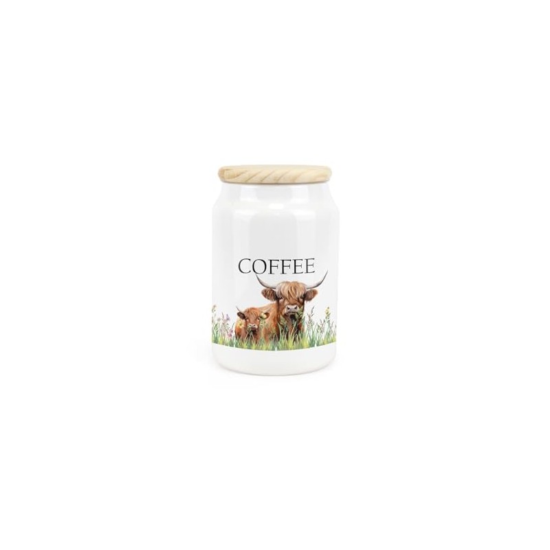 Purely Home Highland Cow Ceramic Coffee Storage Canister - Mum