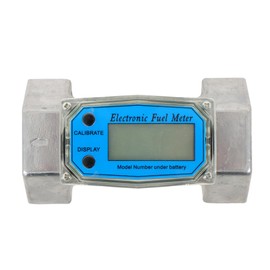 LiGuVCY 2.6-26 GPM Inline NPT Turbine Flowmeter with 3/4 in Adapters 1 Inch Digital Fuel Flow Meter