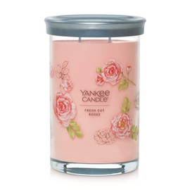 Yankee Candle Fresh Cut Roses Scented, Signature 20oz Large Tumbler 2-Wick Candle, Over 60 Hours of Burn Time