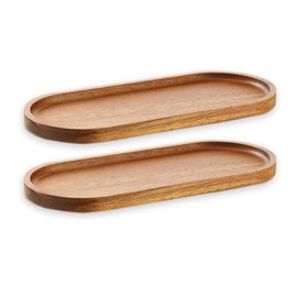 Linwnil Wood Serving Trays 11.5x4 Inch Charcuterie Boards Oval Wooden Plates Wood Serving Platter Cheese Dinner Plates Bulk for Dessert Snack Bread Fruit Appetizer Dishes (2)