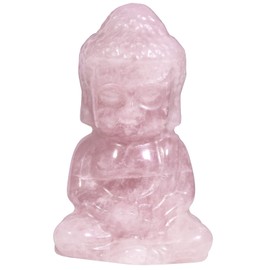 KYEGYWO 5 cm Rose Quartz Hand Carved Crystal Baby Buddha Figure, Stone Lucky Buddha Statues Buddhist Decor Healing Stone Talisman Fengshui Sculpture Ornament for Reiki Healing and Meditation