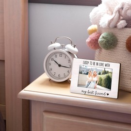 DUXMNAMG Friends 4x6 Picture Frame, Friendship Photo Frame, Best Friends Frame, Friendship Gifts for Women Friends, Lucky To Be in Love with My Best Friend Photo Frames for Desk Shelf Decor