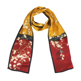 ANDANTINO 100% Silk Scarf for Women 59”*6.3” Long Shawls for Headscarf and Neck- Oblong Hair Wraps with Gift Packed (Yellow&Red)