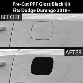 BOGAR TECH DESIGNS Precut for Dodge Durango 2018+ Gas Cap Anti-Scratch Resistant Paint Protection PPF Film Fuel Door Cover, Piano Gloss Black