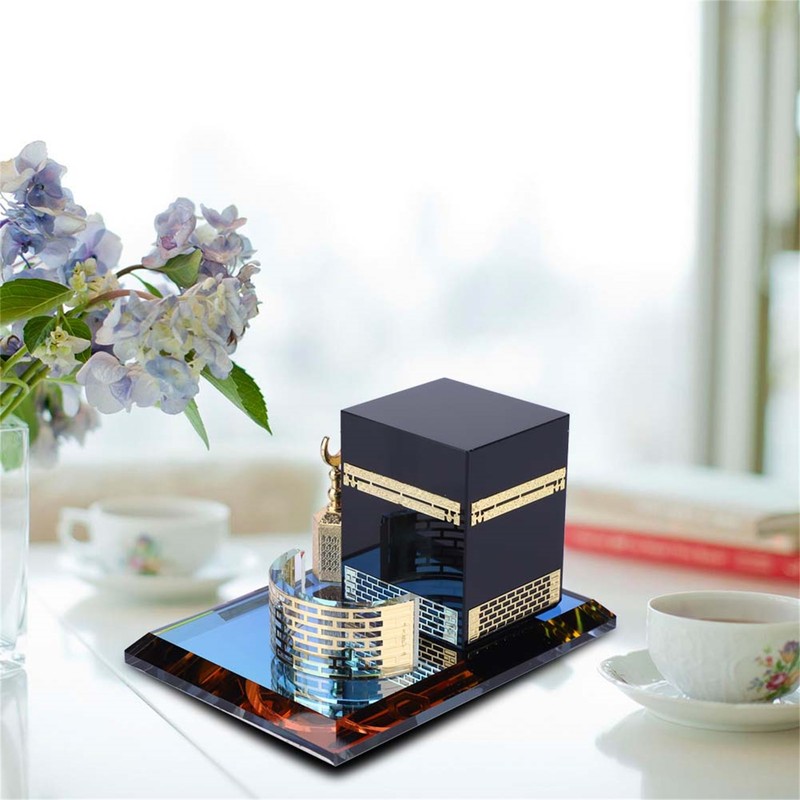 Muslim Crystal Gilded Kaaba Three Piece Model Islamic Building Handicrafts