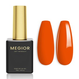MEGIOR 15ML Gel Nail Polish 1PC Neon Orange Yellow Gel Polish Soak Off UV LED Bright Orange Nail Gel Polish Nail Art Manicure & Pedicure Salon DIY at Home Gift for Women, 0.5 OZ