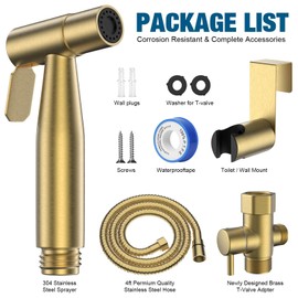 FREDI Bidet Sprayer for Toilet, Handheld Toilet Bidet Sprayer, Stainless Steel, Adjustable Water Pressure, Muslim Shower, Feminine Wash, Easy Installation (Brushed Gold)