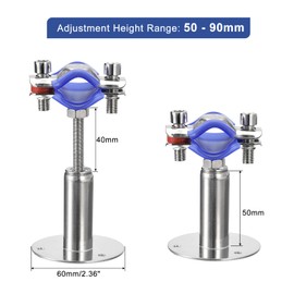 sourcing map Stainless Steel Pipe Supports Wall Mount Ceiling Mount Pipe Bracket Adjustable Clamp Pipe Strap Fit for Dia 19-22mm Pipe Tube