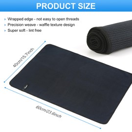 VIVOTE Microfibre Cloth, Kitchen Towel, Black Waffle Tea Towels, Barista Cloth, Super Absorbent & Quick Drying, No Water Marks, 40x60 cm, Pack of 3, Black