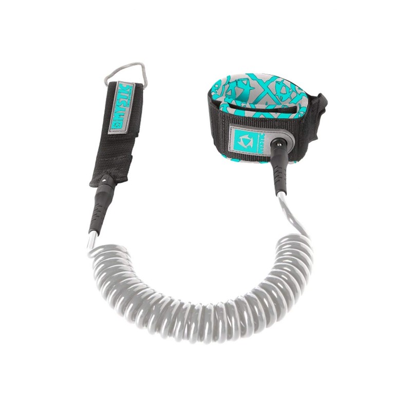 Mystic SUP Coiled Leash - 10ft - Grey/Mint