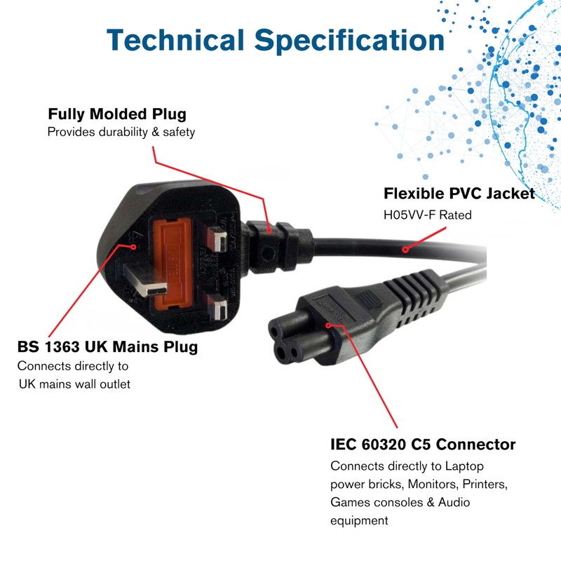 C2G 2 Metre C5 Laptop Power Cable (IEC60320C5 to BS1363)