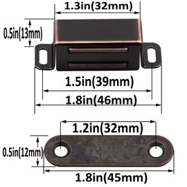 Cabinet Door Catch with Strong Magnetic, 1.2mm Thickness Furniture Latch, Oil Rubbed Bronze (Pack of 2)
