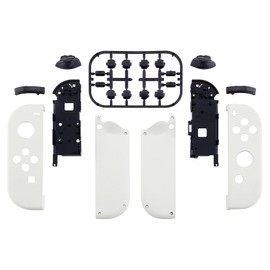 eXtremeRate DIY Replacement Shell Buttons for Switch & Switch OLED, White Custom Housing Case with Full Set Button for Joycon Handheld Controller - Controller NOT Included