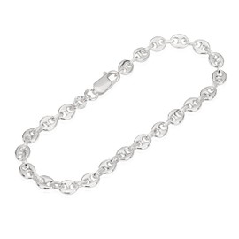 NKlaus Silver 18 cm 925 Sterling Silver Chain Coffee Bean Women's Men's Bracelet 5.00 mm 7gr 5448, Sterling Silver