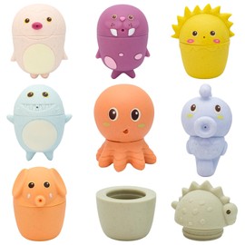 Dhnvcud 8-piece bath toy, water toy, baby bath toy, from 1 year old, mould-free bath toy, water toy from 1 year bathtub toy, baby squirting animals