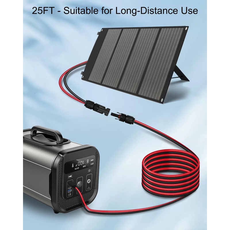 PNYZIK Upgraded 12AWG 25FT Solar to XT60i Charging Cable for