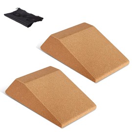 Durable Cork Heel Elevation Blocks, Professional Grade Squat Ramps, Natural Corkwood Gym Slant Boards, for Home & Gym Workouts (23x12x6.5CM)