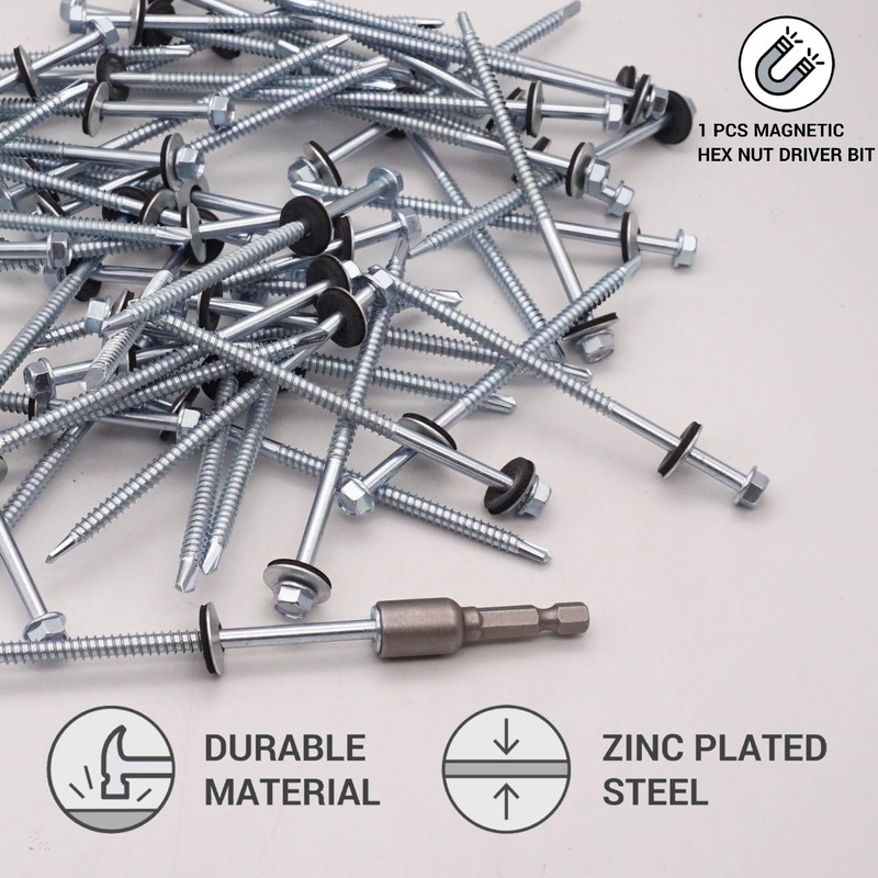 SKIR'CO (20 pcs) Zinc Plated Roofing Screws 5.5 x 105