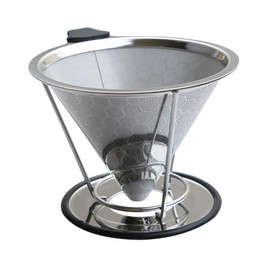 Stainless Steel Pour Over Cone Coffee Dripper Reusable Filter Honeycombed Stainless Steel Coffee Filter with Removable Stand