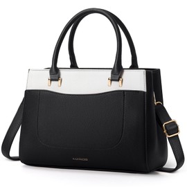 RAINSMORE Handbag Women's Medium Size Bag Women's Leather Women's Handbags Small Shoulder Bags Waterproof Shoulder Bag Handbag for Women, Black and White