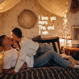 I Love You More The End I Win Neon Sign- Romantic LED Wall Art for Bedroom,Gifts for Couples,Home Decor (Anniversary/Valentine’s/Wedding/Birthday Gift)
