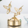 24K Gold Plated Music Box with Two Crystal Studded Hummingbirds