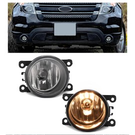 HECASA 2pc Fog Light Compatible with 2005-2024 Ford Focus C-Max Explorer Fiesta Freestyle Fusion Mustang Ranger Taurus X Connect Utility Lincoln Navigator Replacement for FO2592217 Fog Lamp Clear Lens