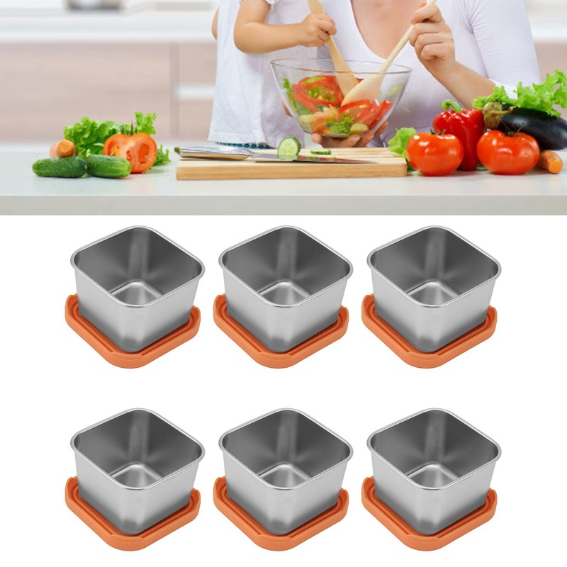 6pcs Sauce Cup 304 Stainless Steel Sealed Leakproof Salad Dressing