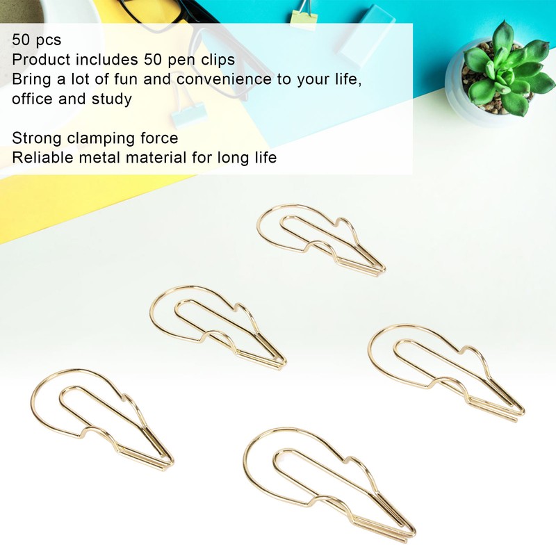 50Pcs Metal Pen Clips Multifunction Strong Clamping Force Electroplated Pen