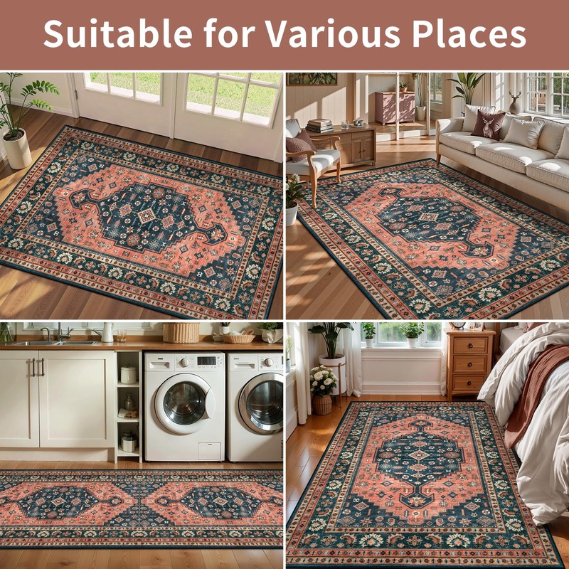 Tangsoo Oriental 2x3 Small Rug for Entryway,Washable Non-Slip Indoor Mat