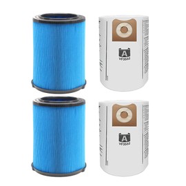2 Pack VF5000 Filter for Ridgid 5-20 Gallon Wet Dry Vacuums, 2 Pack VF3502 Bags Compatible with Ridgid Wet Dry Vacuum 12-16 Gallon