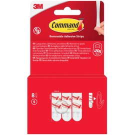 Command 8 Small Removable Strips White - Damage Free Attachment - Residue-free Removal - Holds up to 450g