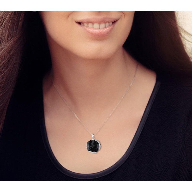 COAI Healing Raw Crystal Necklace for Women, Stone, Obsidian