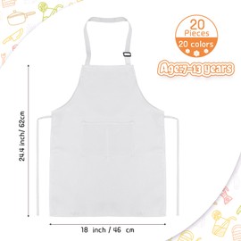 Handepo 40 Pcs Apron Chef Hat Set Aprons Chef Bib Apron Hats Bulk for Cooking Painting 7-13 Years (White)
