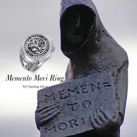 SIMONLY Memento Mori Ring for Men 925 Sterling Silver Tree of Life Ring Gothic Skull Memento Vivere Ring Amulet Jewelry Gifts Size 7 to 10, Sterling Silver, No Gemstone