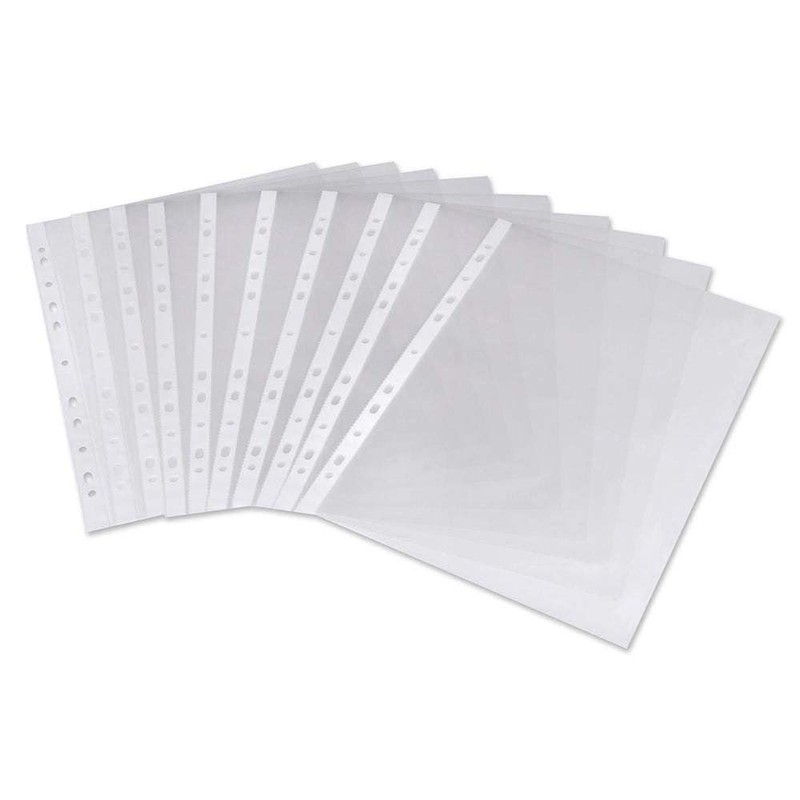 KAV- HIGH/HEAVY Quality A4 Clear Plastic clear stripe Punched Punch